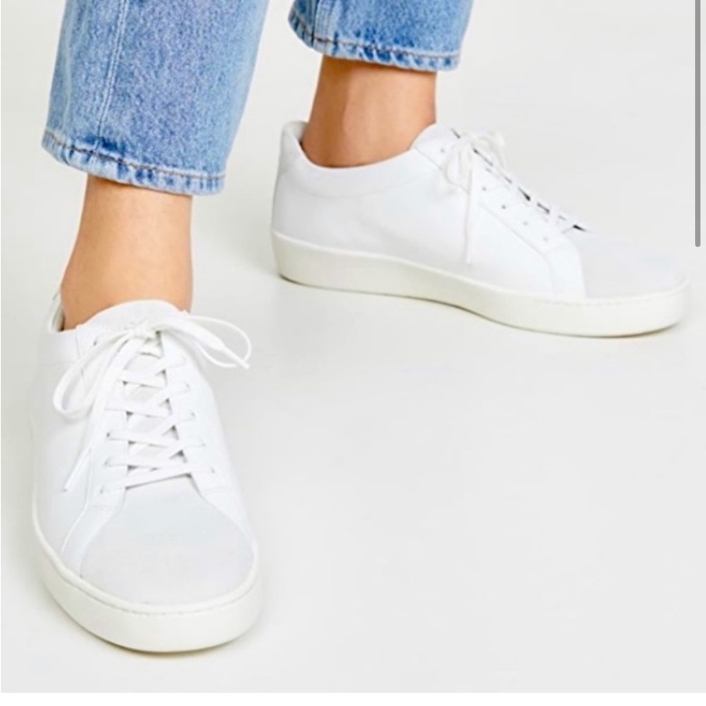 VINCE Janna White Leather & Suede Sneakers